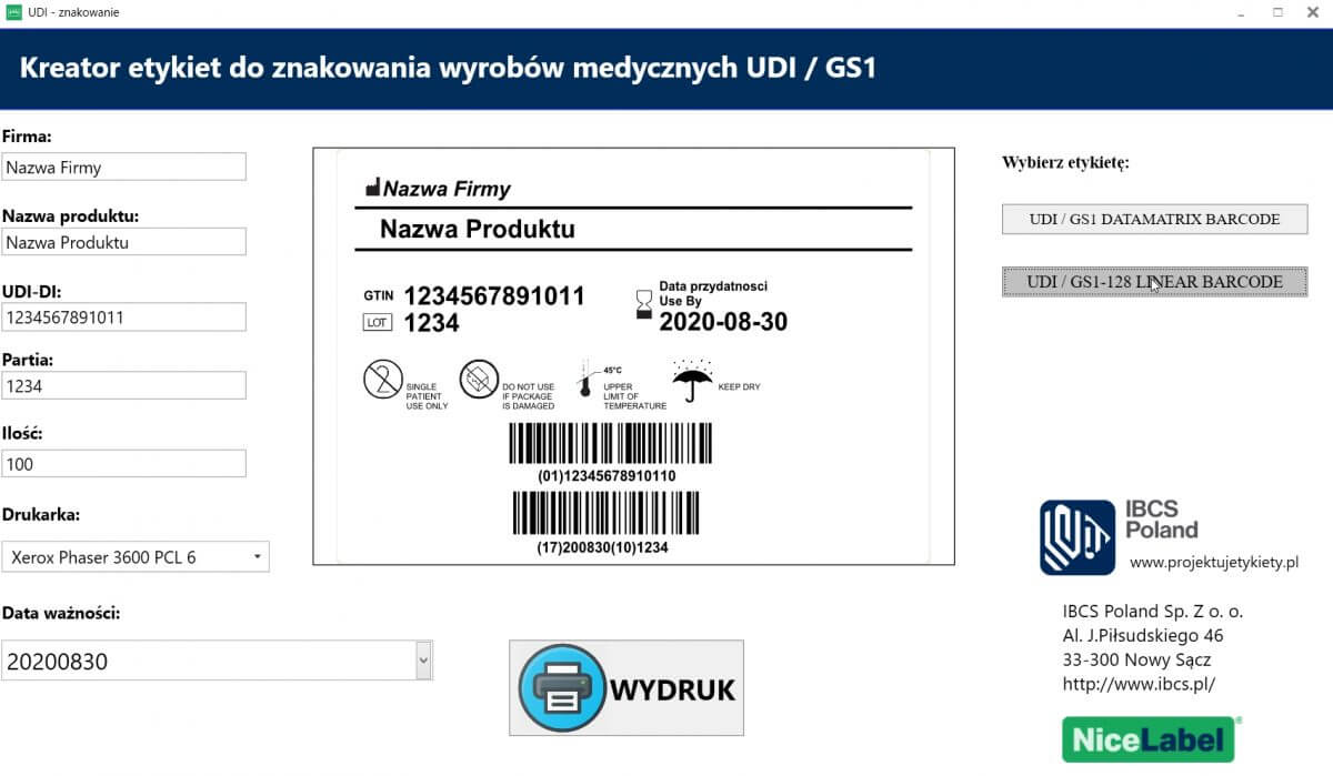 Etykieta MDUDI Etykieta MDUDI